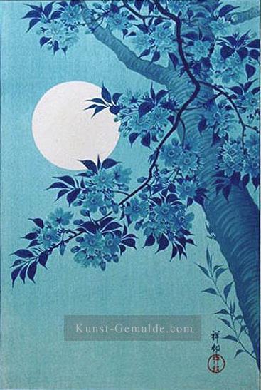 Kirsche an einer Mondnacht 1932 Ohara Koson Shin Hanga Ölgemälde